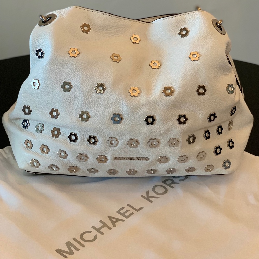 Michael Kors Leather Raven Flower-Stud Tote